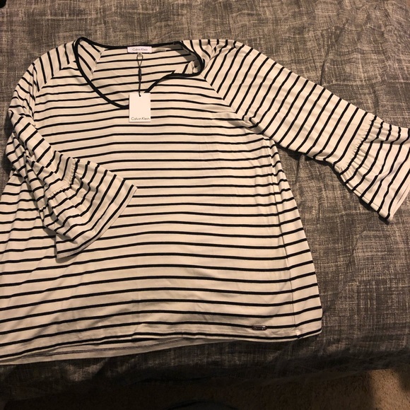 Calvin Klein Flowy Striped Top - Picture 2 of 5